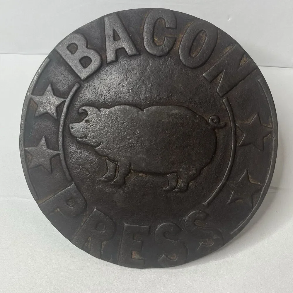Vintage Norpro Cast Iron Grill Press Bacon Burger Meat Press Wood Handle